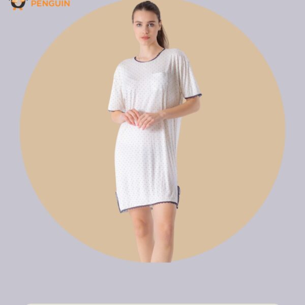 WHITE PRINTED NIGHT SHIRT